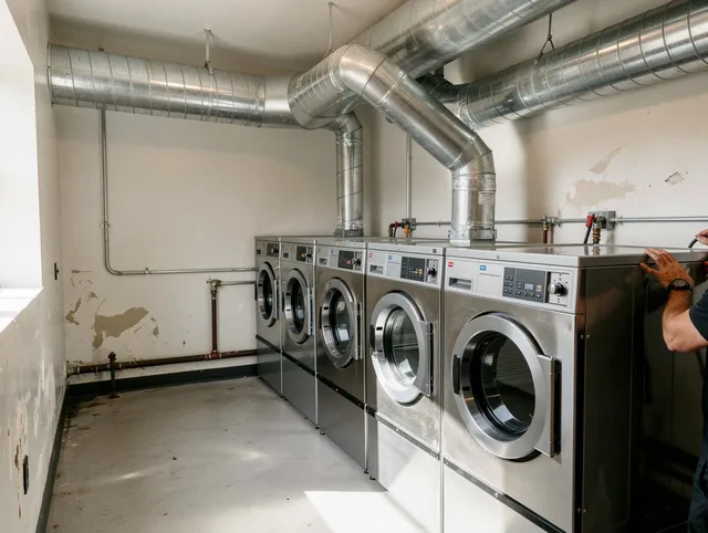 Sanford Dryer Vent Cleaning team performing large-scale commercial dryer vent cleaning in Sanford