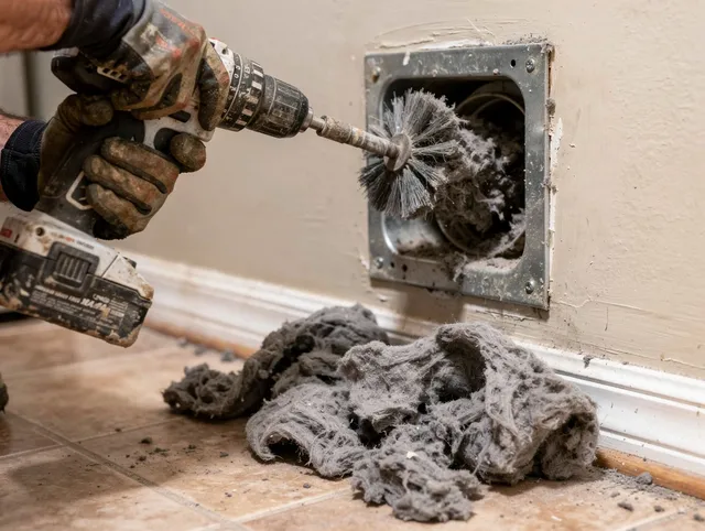 Certified Sanford Dryer Vent Cleaning technician performing dryer vent cleaning in Sanford
